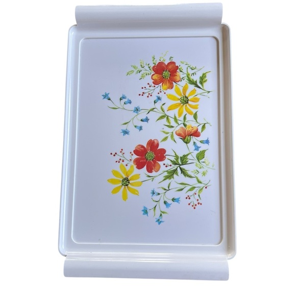 Vintage Brookpark Melamine White Serving Tray Floral - Picture 1 of 9